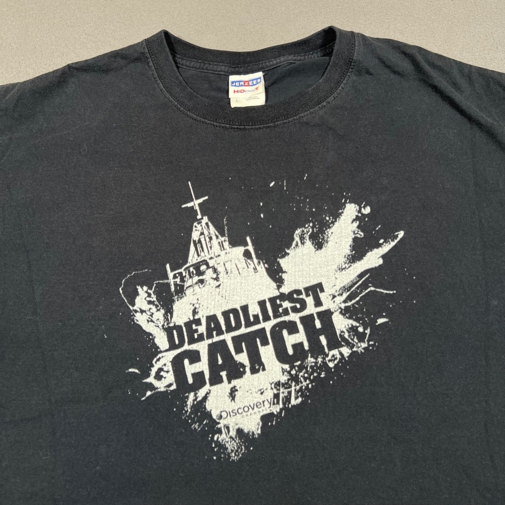 Deadliest Catch Discovery Channel T-Shirt Mens Size‎ L Graphic Tee Jerzees